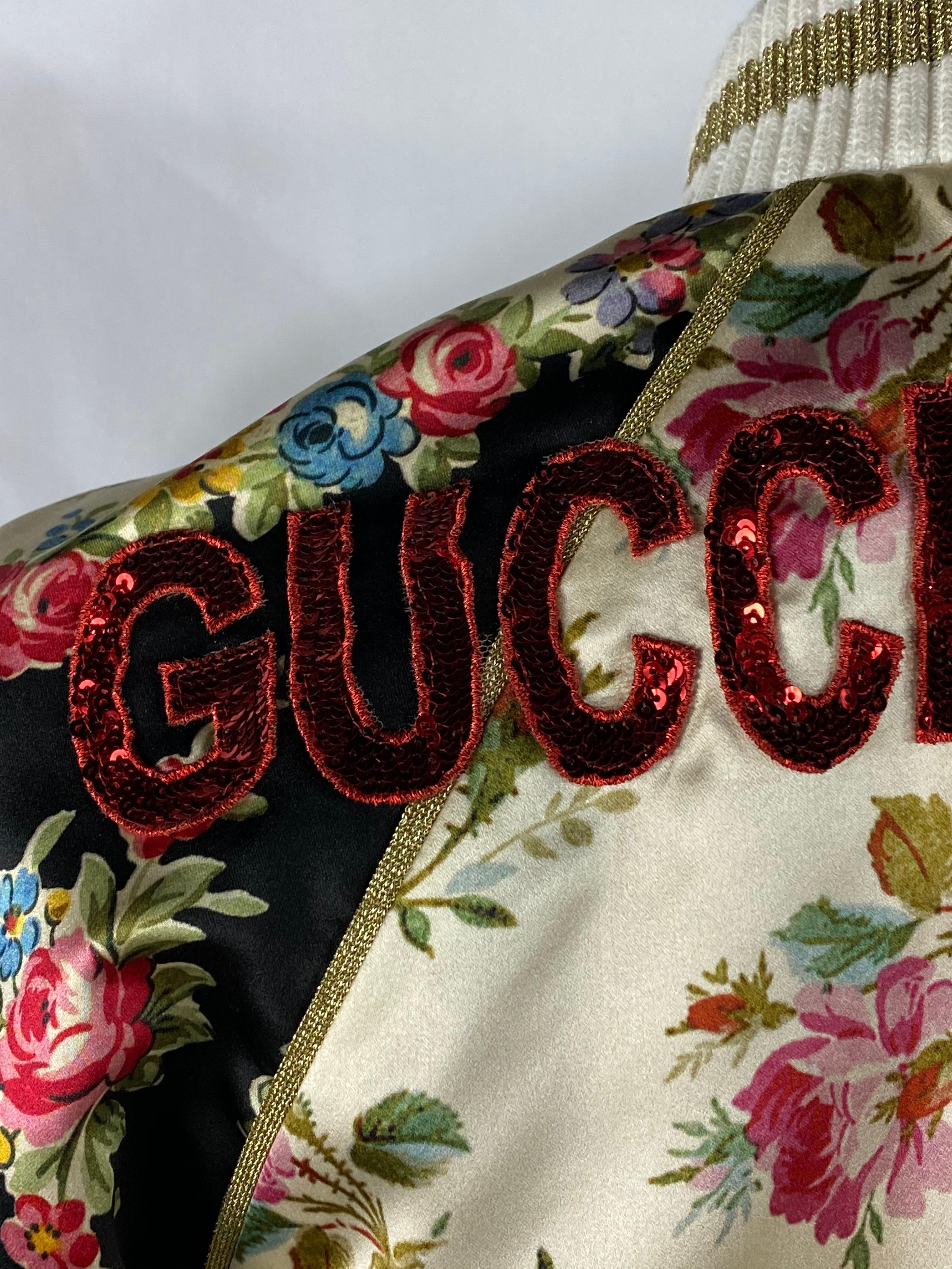 Gucci Floral Seide Bomber Jacke Größe 40 1