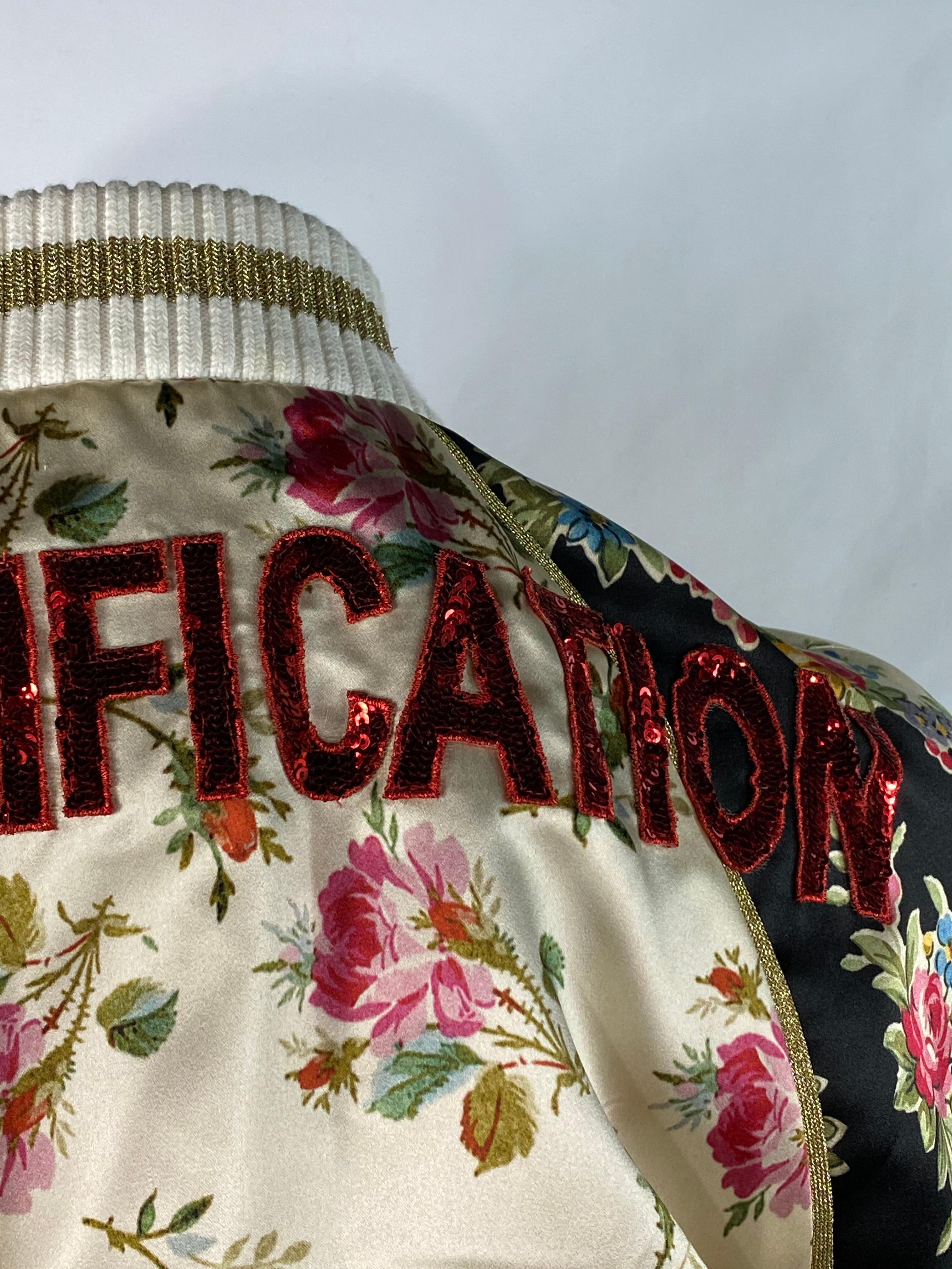 Gucci Floral Seide Bomber Jacke Größe 40 2