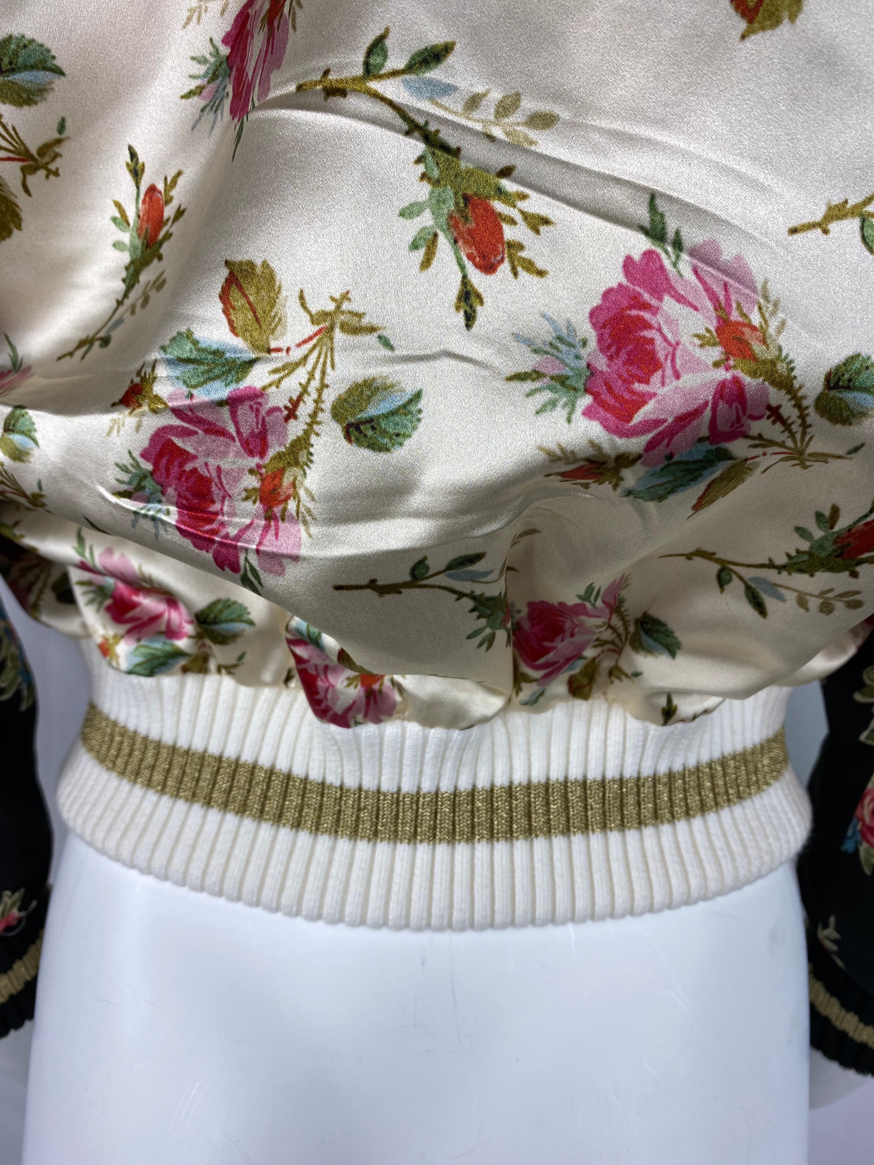 Gucci Floral Seide Bomber Jacke Größe 40 3