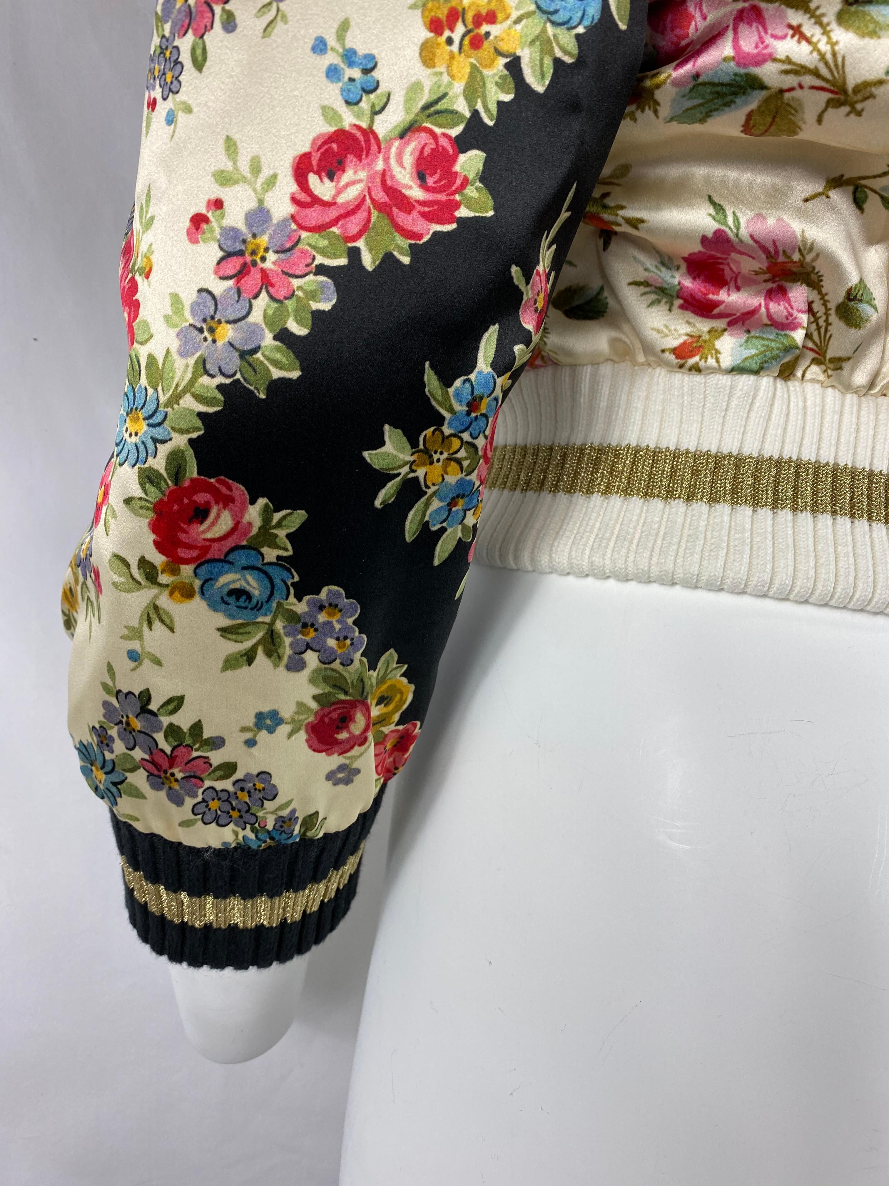 Gucci Floral Seide Bomber Jacke Größe 40 4