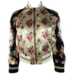 Gucci Floral Seide Bomber Jacke Größe 40