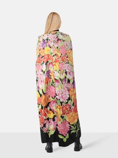 Cape longue en soie à fleurs Gucci Taille S