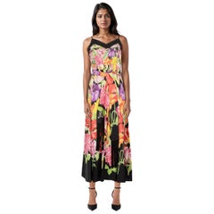 Gucci - Robe longue en soie à fleurs avec ceinture - Taille S