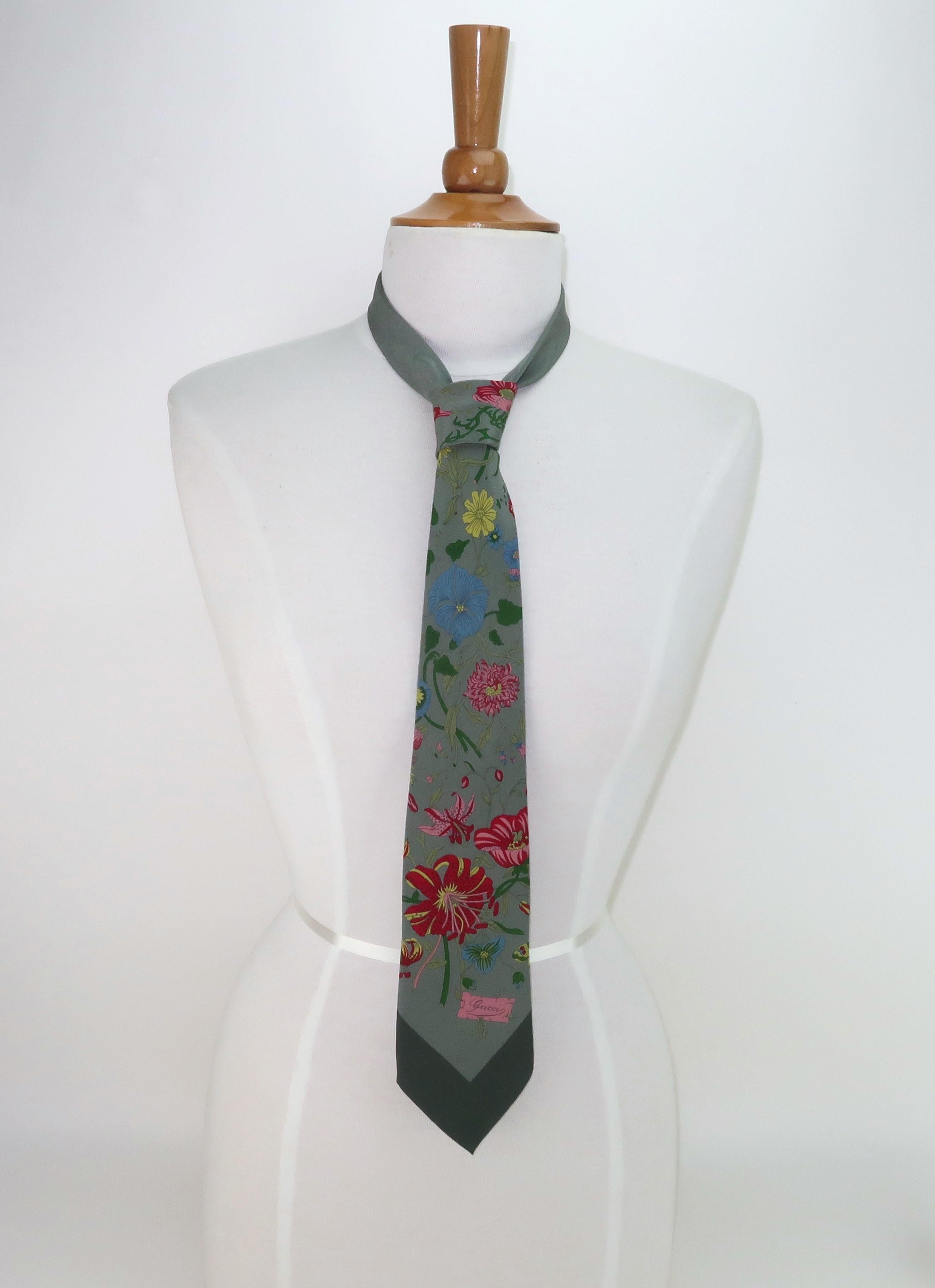 Cravate homme Gucci en soie florale 6