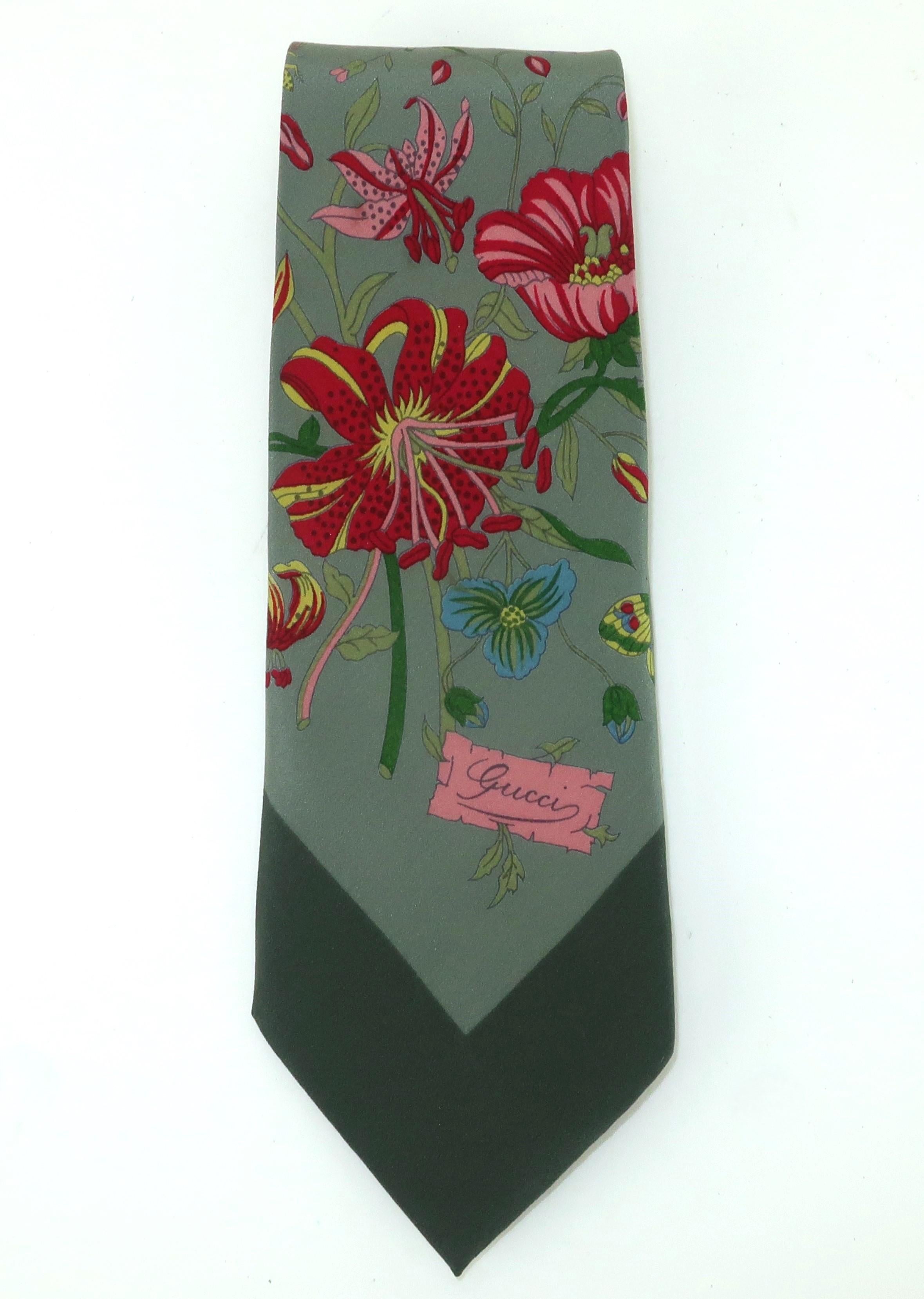 Cravate homme Gucci en soie florale Bon état à Atlanta, GA