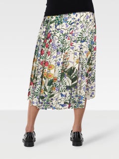 Gucci Floral Silk Pleated Midi Skirt Size L