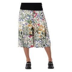 Gucci Floral Silk Pleated Midi Skirt Size L