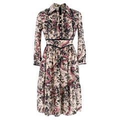 Vestido midi con volantes y estampado floral de serpiente Gucci - US 2