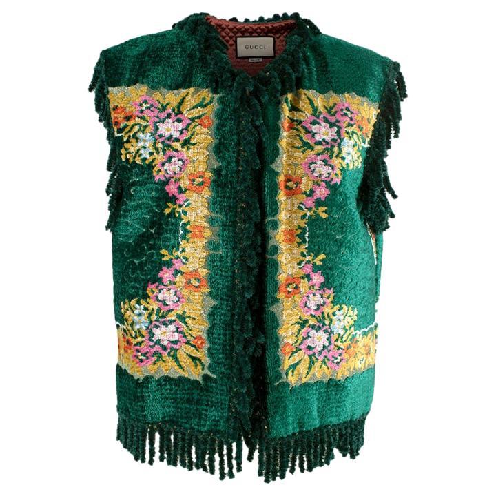 Gucci Floral Velvet Jacquard Tapestry Gilet For Sale