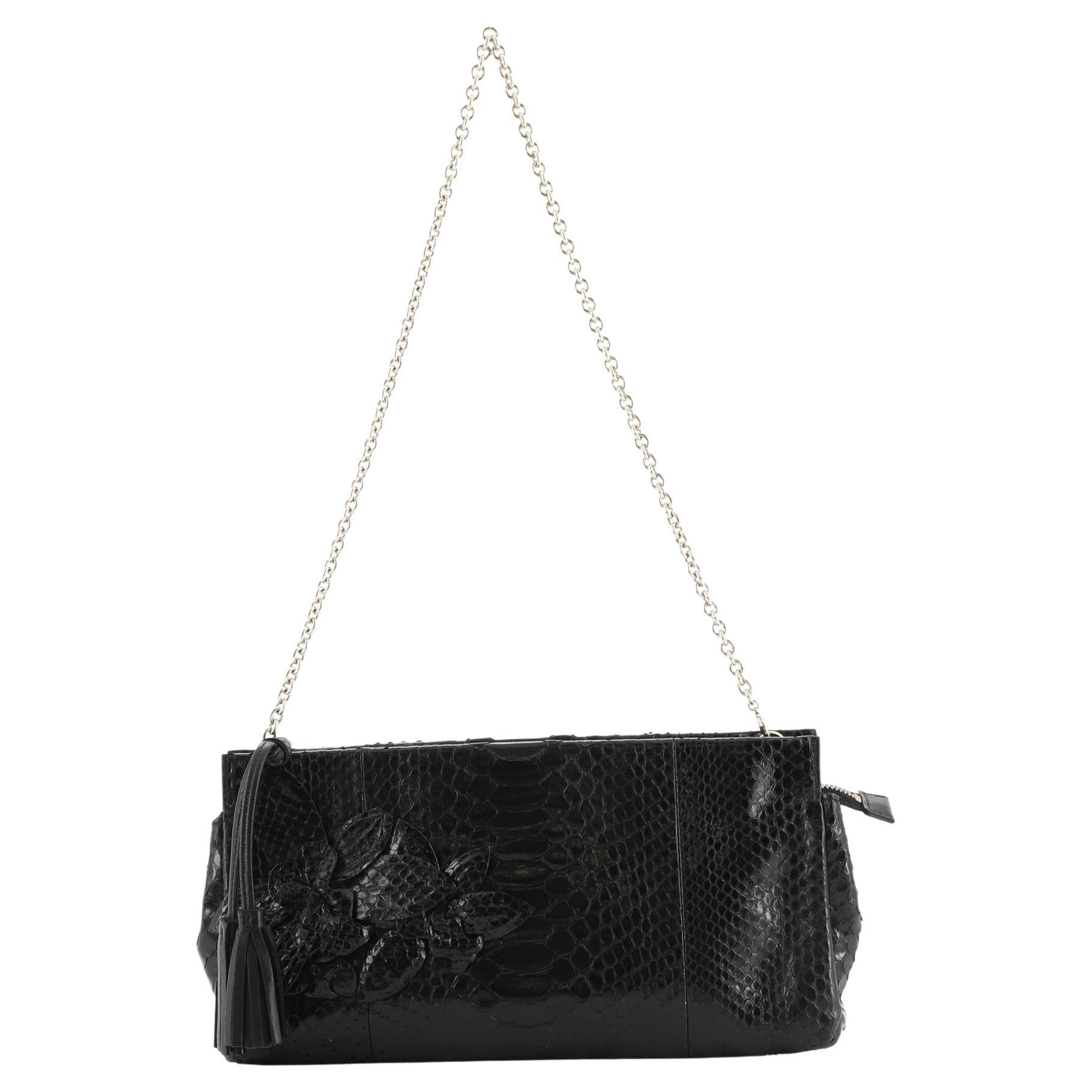 Gucci Flower Chain Clutch Python Medium