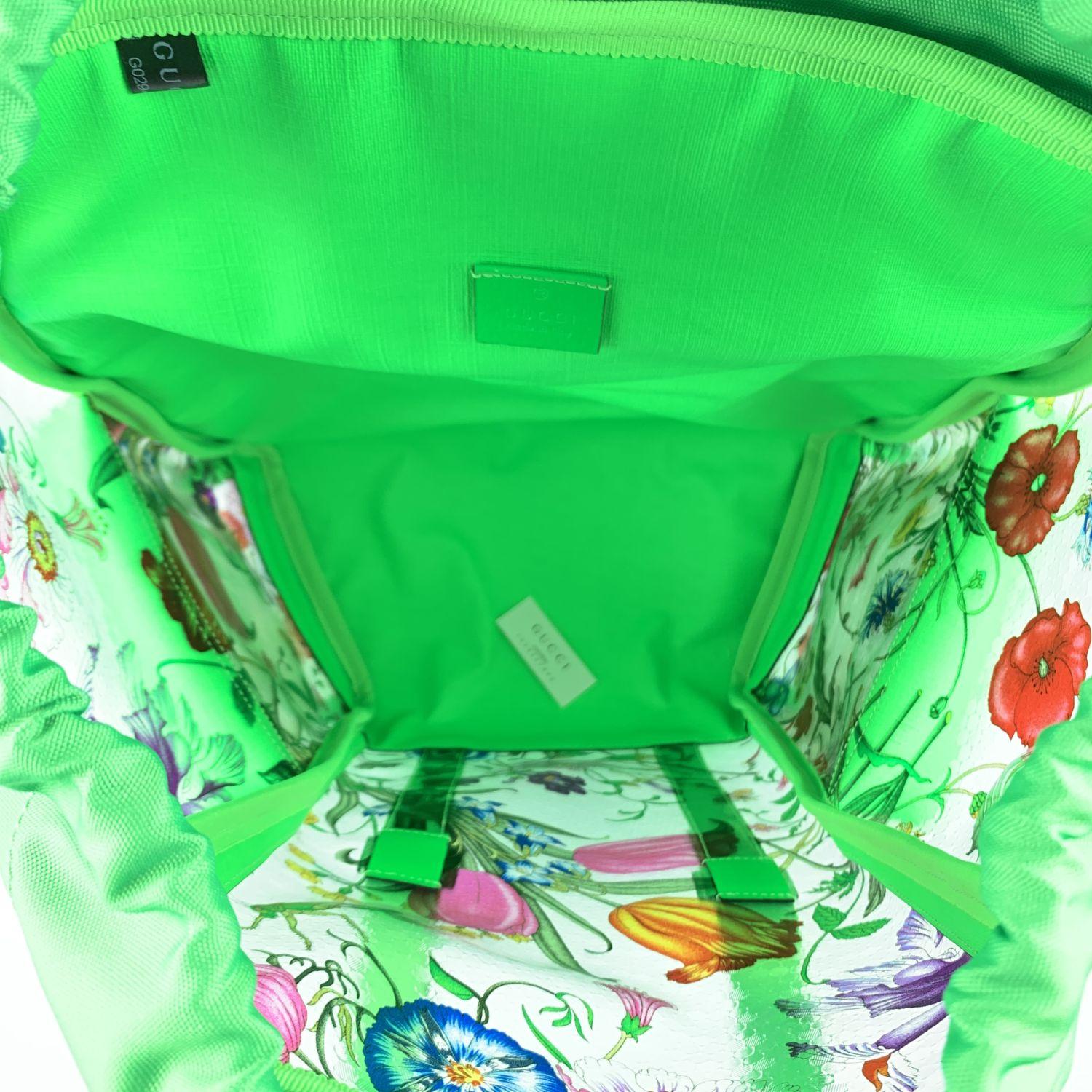 Gucci Fluo Green Clear PVC Floral Large Backpack Never Used 1