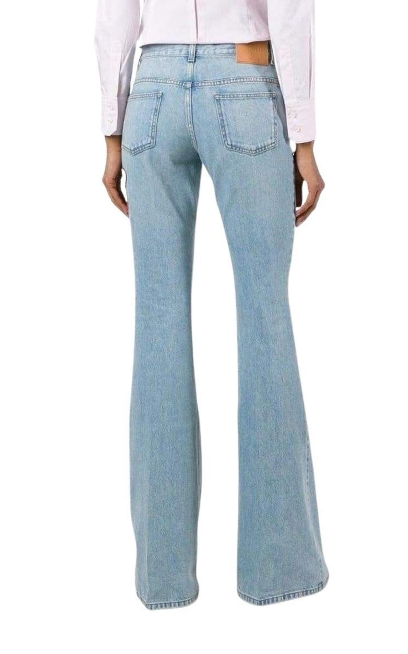 Gucci Jeans svasati in cotone con ricamo sulla mosca IT 28 In condizioni Nuovo in vendita a Brossard, QC