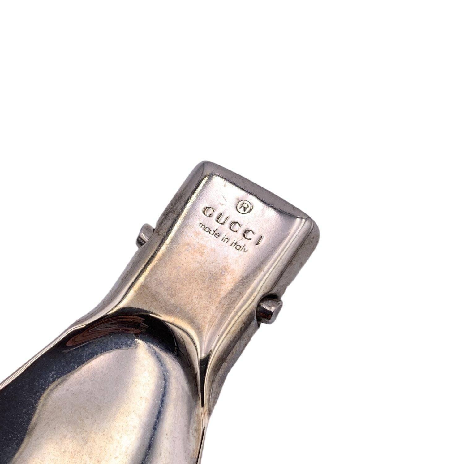 Gucci Foldable Mini Shoe Horn with White Leather Guccissima Case In Good Condition For Sale In Rome, Rome