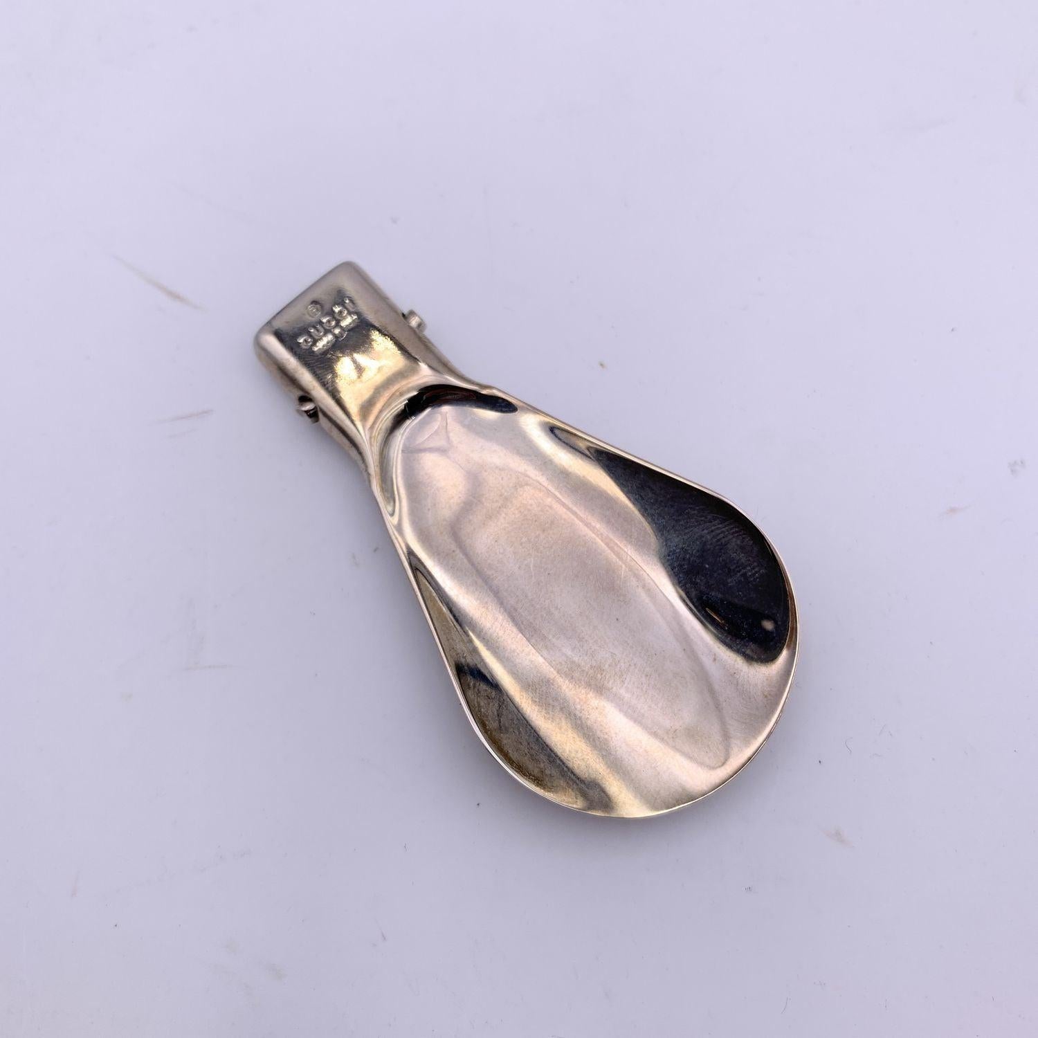 Women's or Men's Gucci Foldable Mini Shoe Horn with White Leather Guccissima Case For Sale