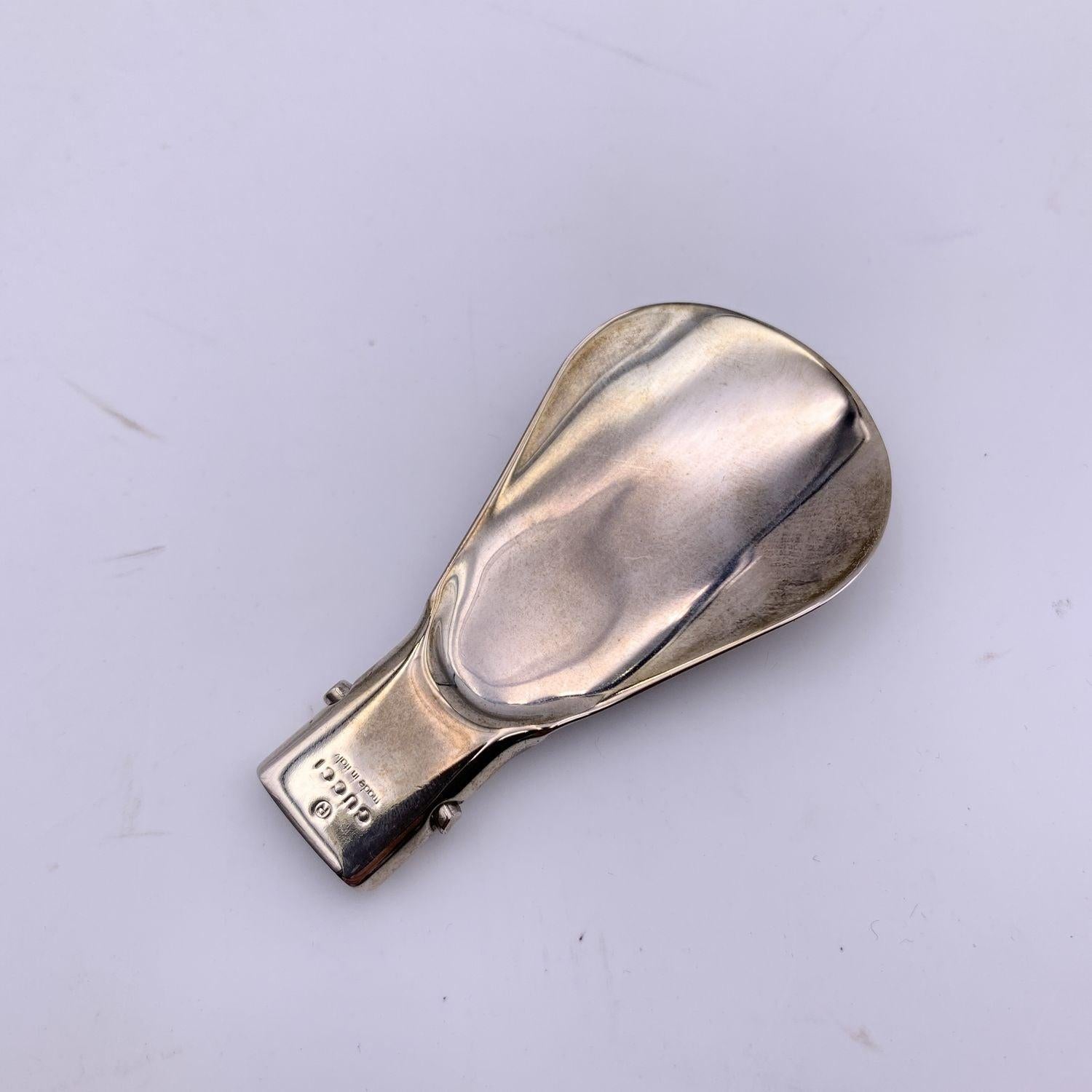 Gucci Foldable Mini Shoe Horn with White Leather Guccissima Case For Sale 1