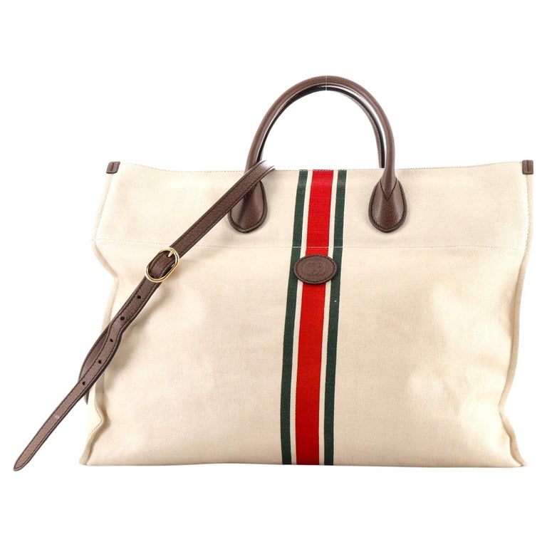 Gucci Foldable Web Tote Canvas Large For Sale at 1stDibs