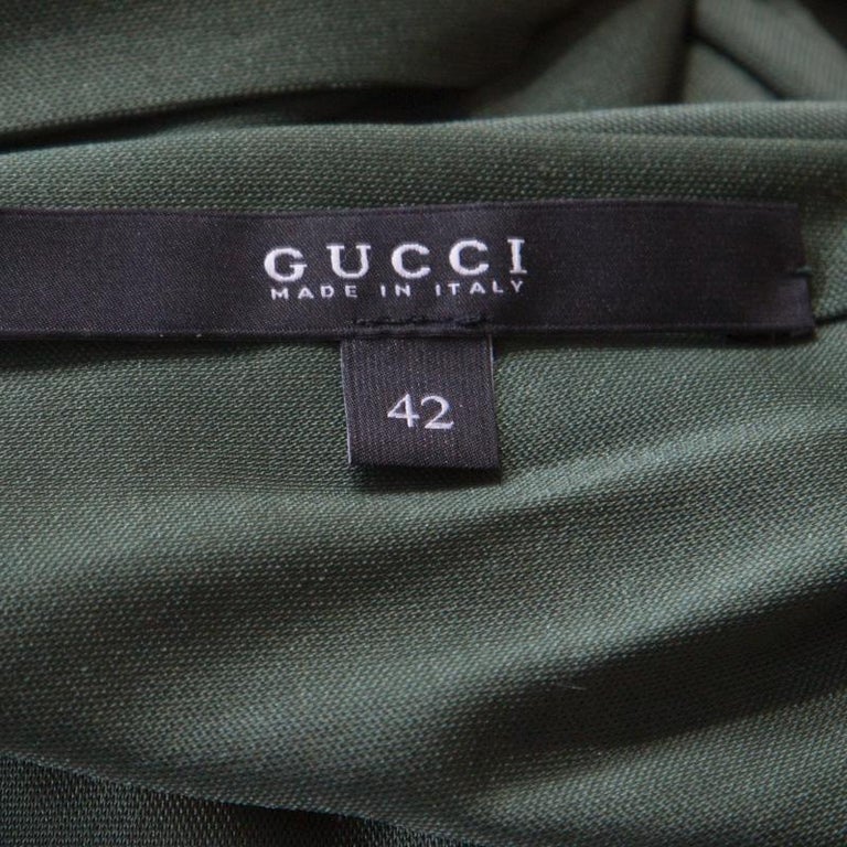 Gucci Forest Green Plunge Neck Belted Wrap Dress M For Sale at 1stDibs ...