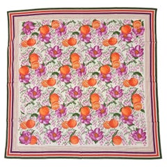 Gucci vintage cotton scarf with flowers and oranges vintage 1970s