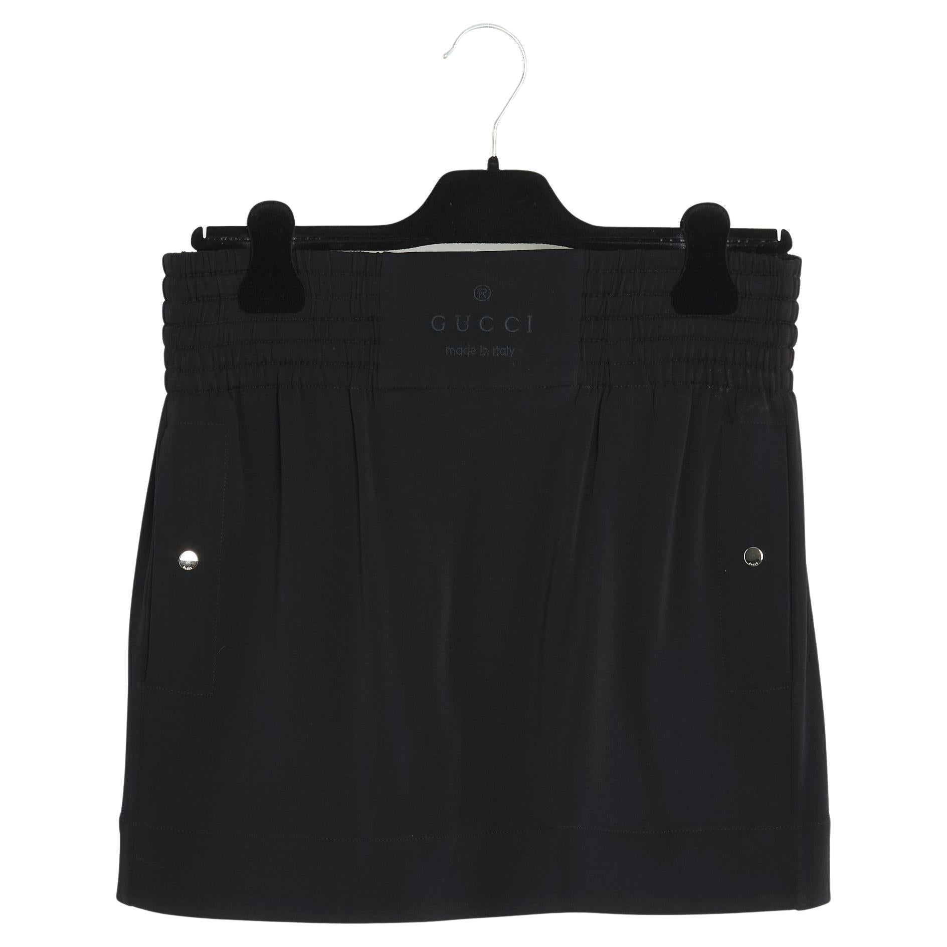 Gucci FR34 36 Black Silk Mini Boxer Skirt US4 to 6 For Sale