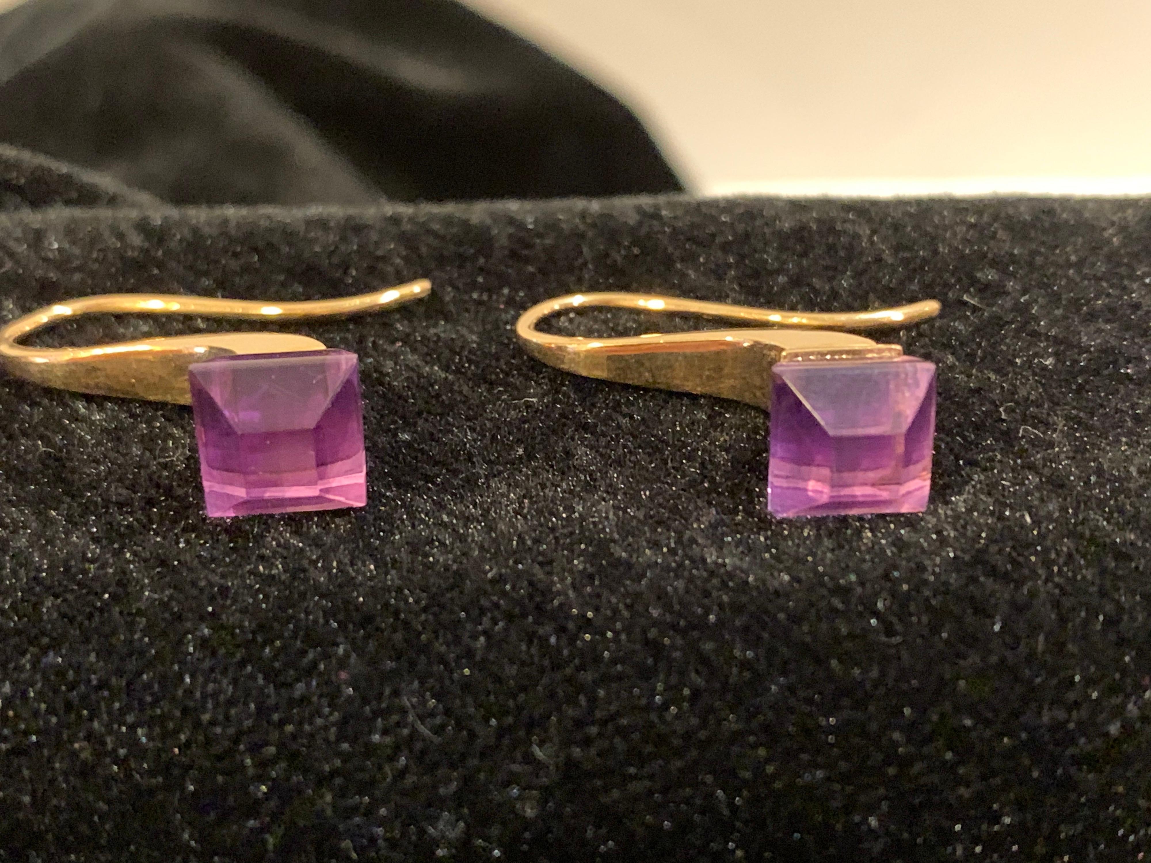 20th Century Gucci French Horn Earrings 18-Karat Gold with Amethyst