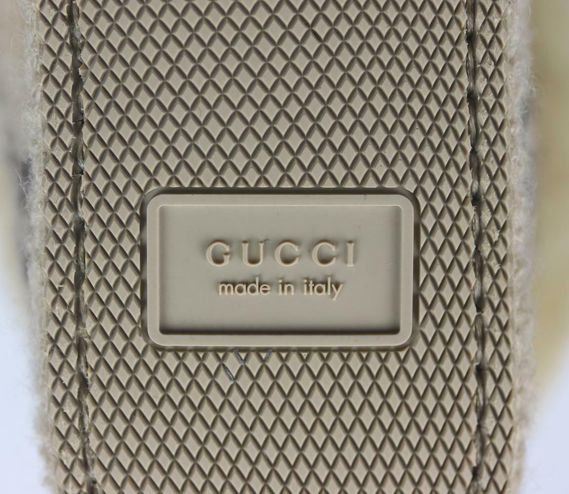 Beige Gucci Fria Horsebit Print Wool & Faux Shearling Ankle Boots