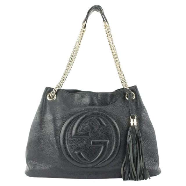 Gucci Fringe Tassel Black Leather Soho Chain Tote Bag 722gks323 For ...