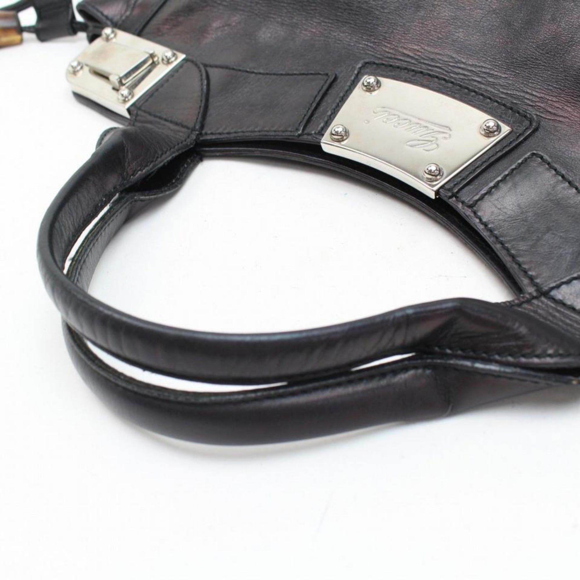 Gucci Fringe Tassel Race Medium Top Handle 869765 Black Leather Satchel For Sale 2