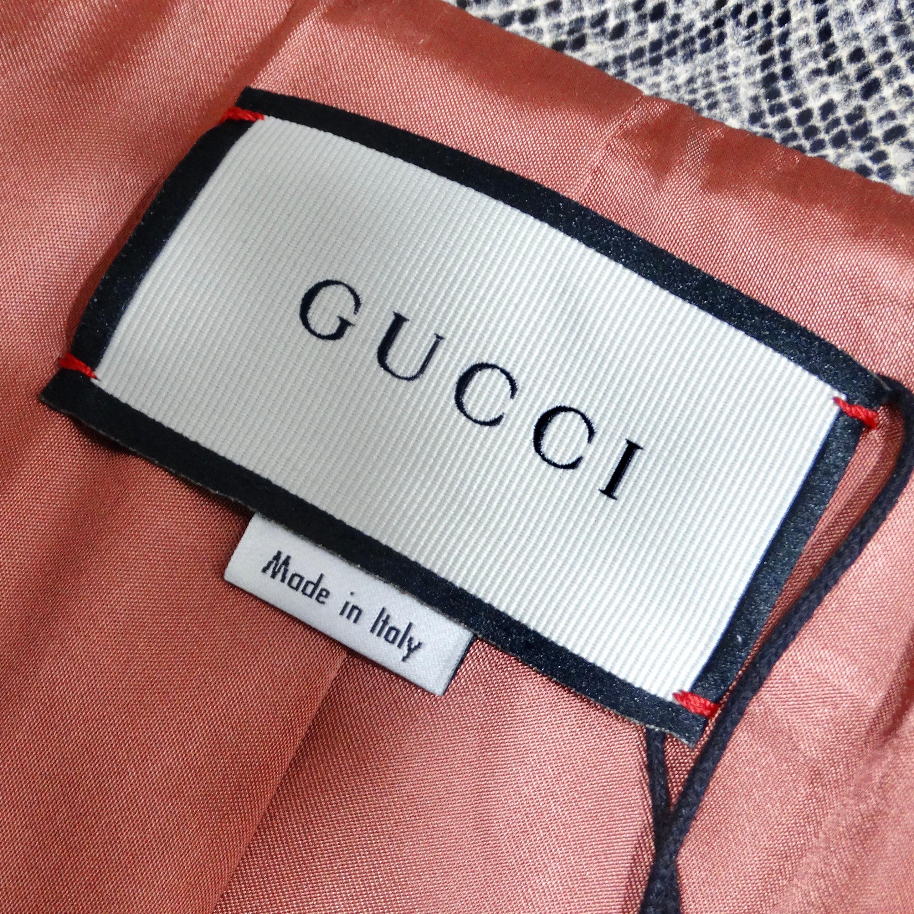 Gucci Fringe Trim Python Print Leather Coat For Sale 7