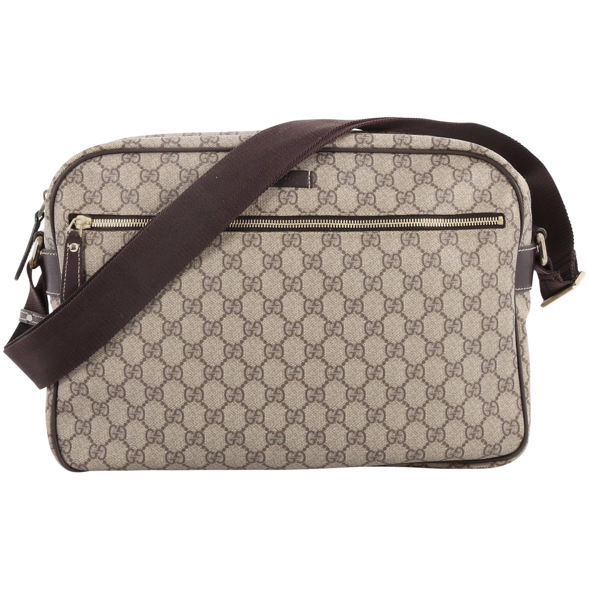 Gucci Front Zip Camera Bag GG Coated Canvas Large
