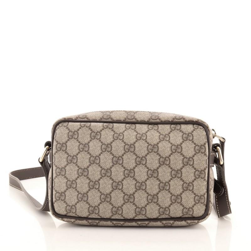 Gray Gucci Front Zip Camera Bag GG Coated Canvas Small
