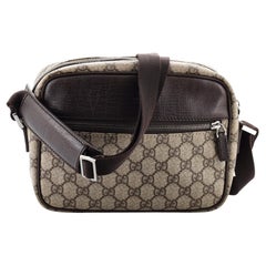 Gucci Front Zip Camera Bag GG Coated Canvas with Leather Medium
