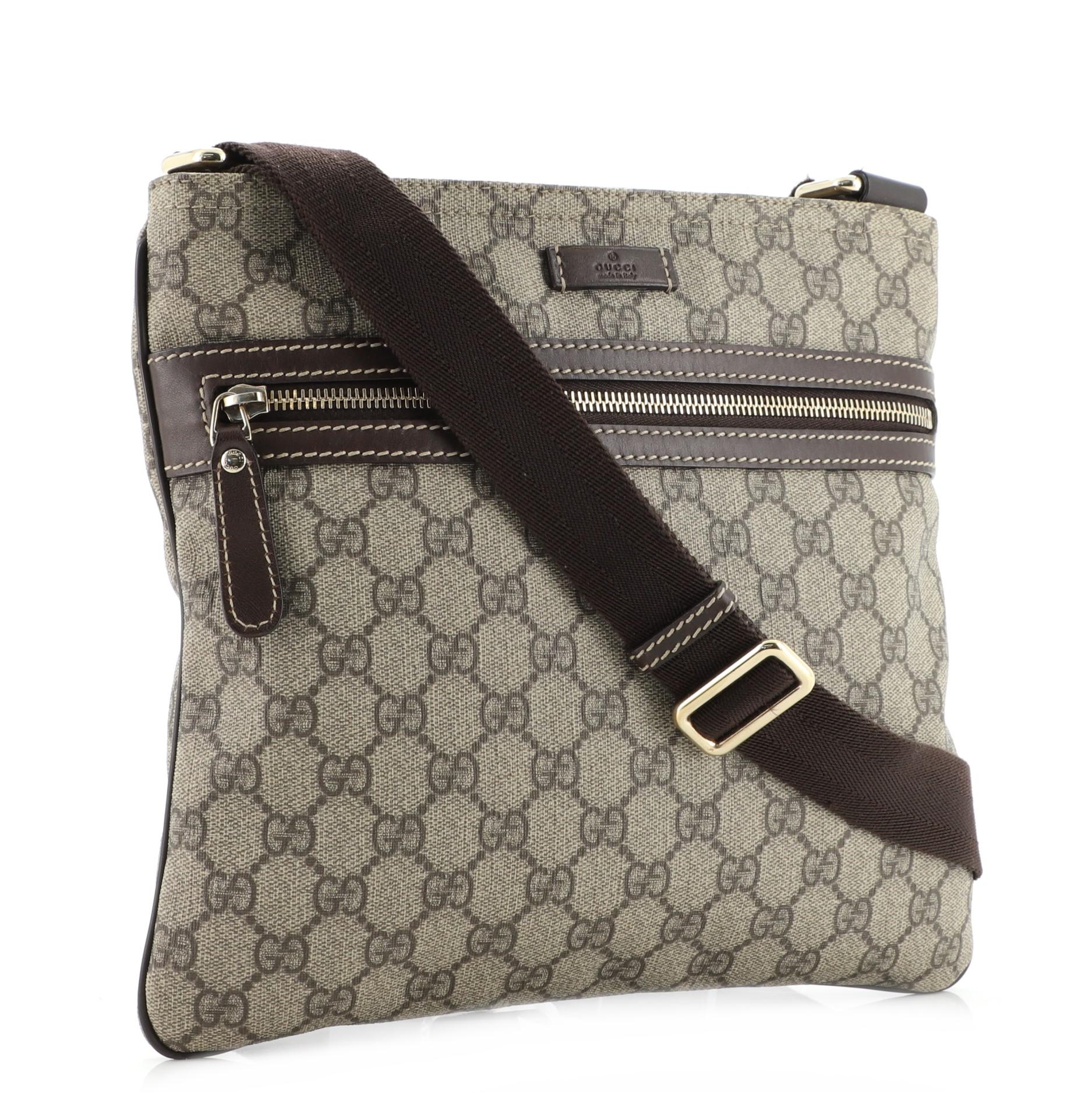 Gucci Front Zip Flat Messenger Bag GG