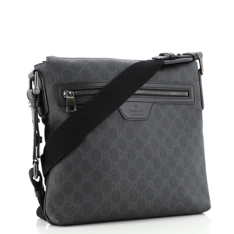 Gucci Front Zip Flat Messenger Bag GG Coated Canvas Medium For Sale at