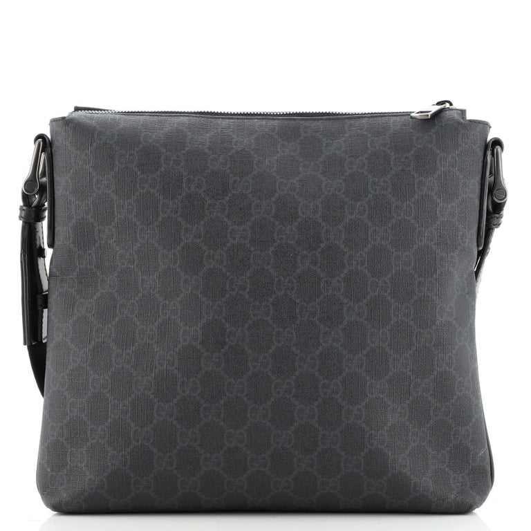 Gucci Front Zip Flat Messenger Bag GG Coated Canvas Medium For Sale at