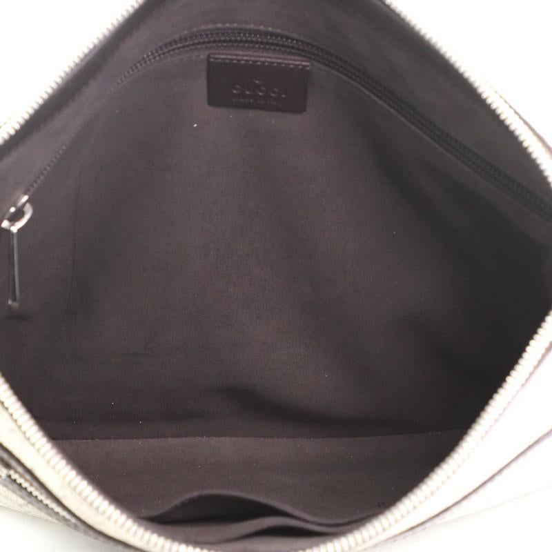 Gray Gucci  Front Zip Flat Messenger Bag GG Coated Canvas Medium