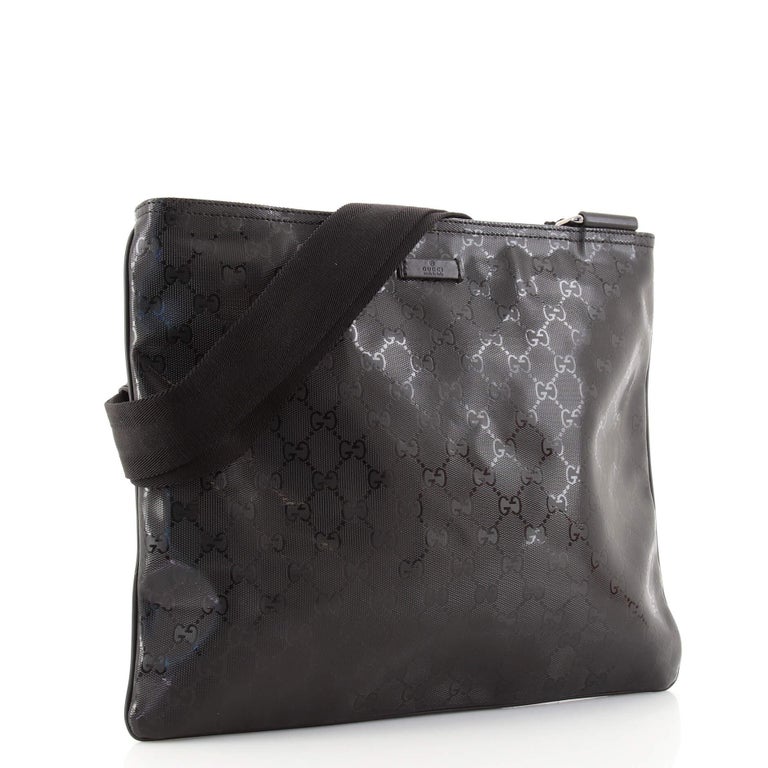 Gucci Front Zip Flat Messenger Bag GG Imprime Large For Sale at 1stDibs