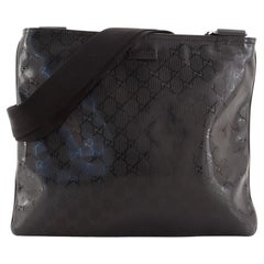 Gucci Front Zip Flat Messenger Bag GG Imprime Large