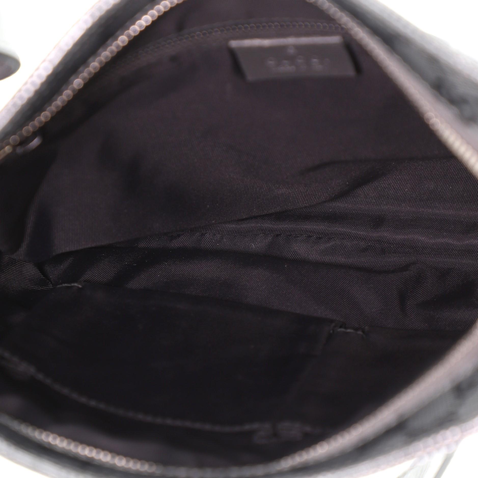 Black Gucci Front Zip Flat Messenger Bag GG Imprime Medium