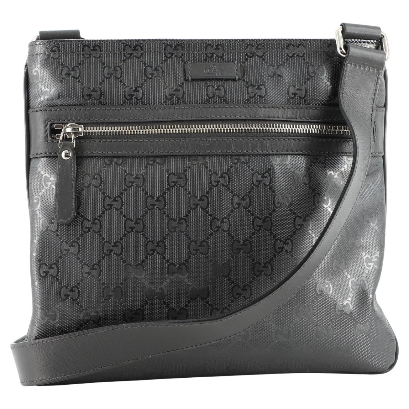 Gucci Front Zip Flat Messenger Bag GG Imprime Medium