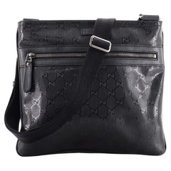 Gucci Front Zip Flat Messenger Bag GG Imprime Medium