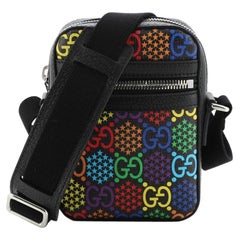 Gucci Front Zip Messenger Bag Psychedelic Print GG Coated Canvas Mini