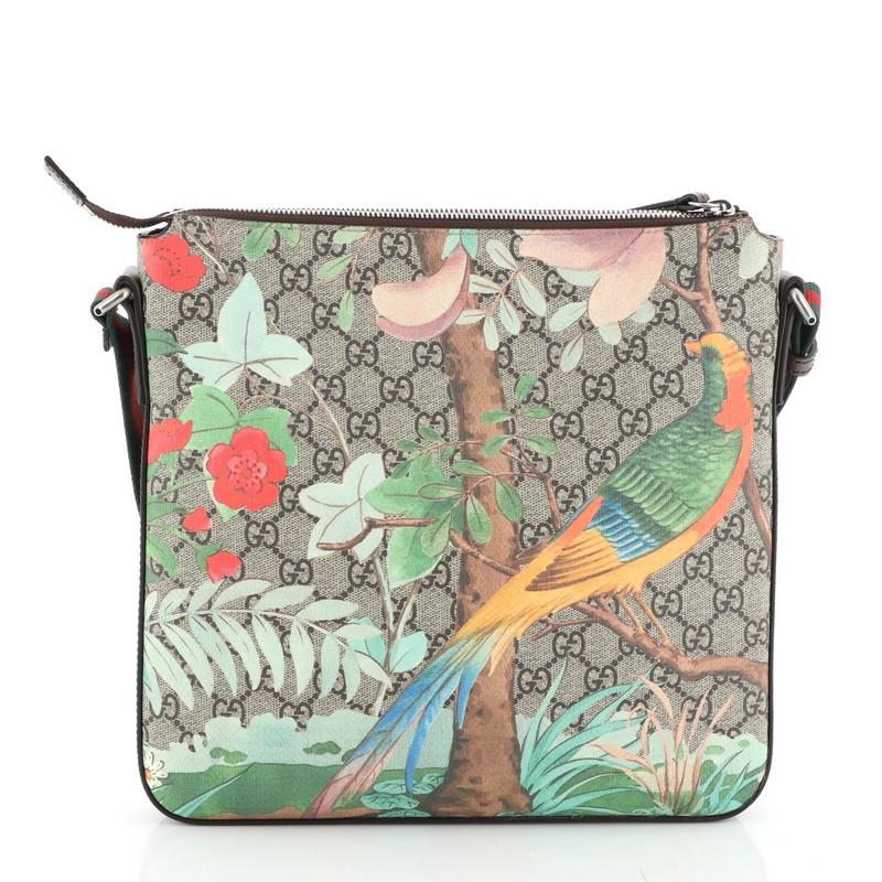 Women's or Men's Gucci Front Zip Messenger Tian Print GG Coated Canvas Medium