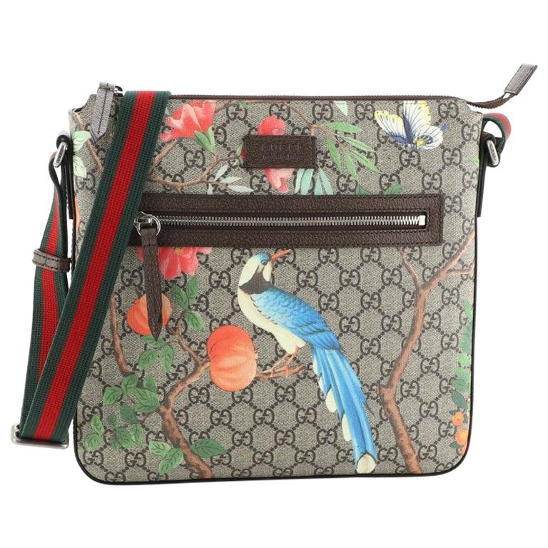 Gucci Front Zip Messenger Tian Print GG Coated Canvas Medium at 1stDibs