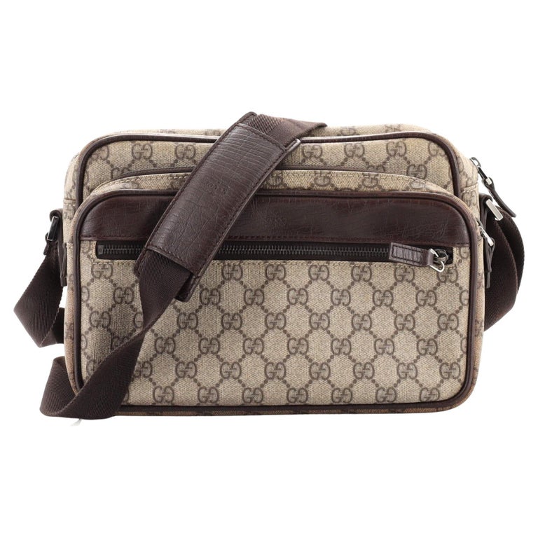 Gucci Front Zip Pocket Messenger Bag GG Coated Canvas Medium For Sale
