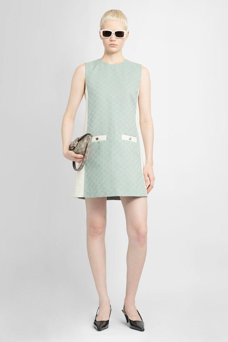 GUCCI Frozen Ice algodón 2024 SLEEVELESS GG CANVAS MINI Vestido 38 XS en venta 3