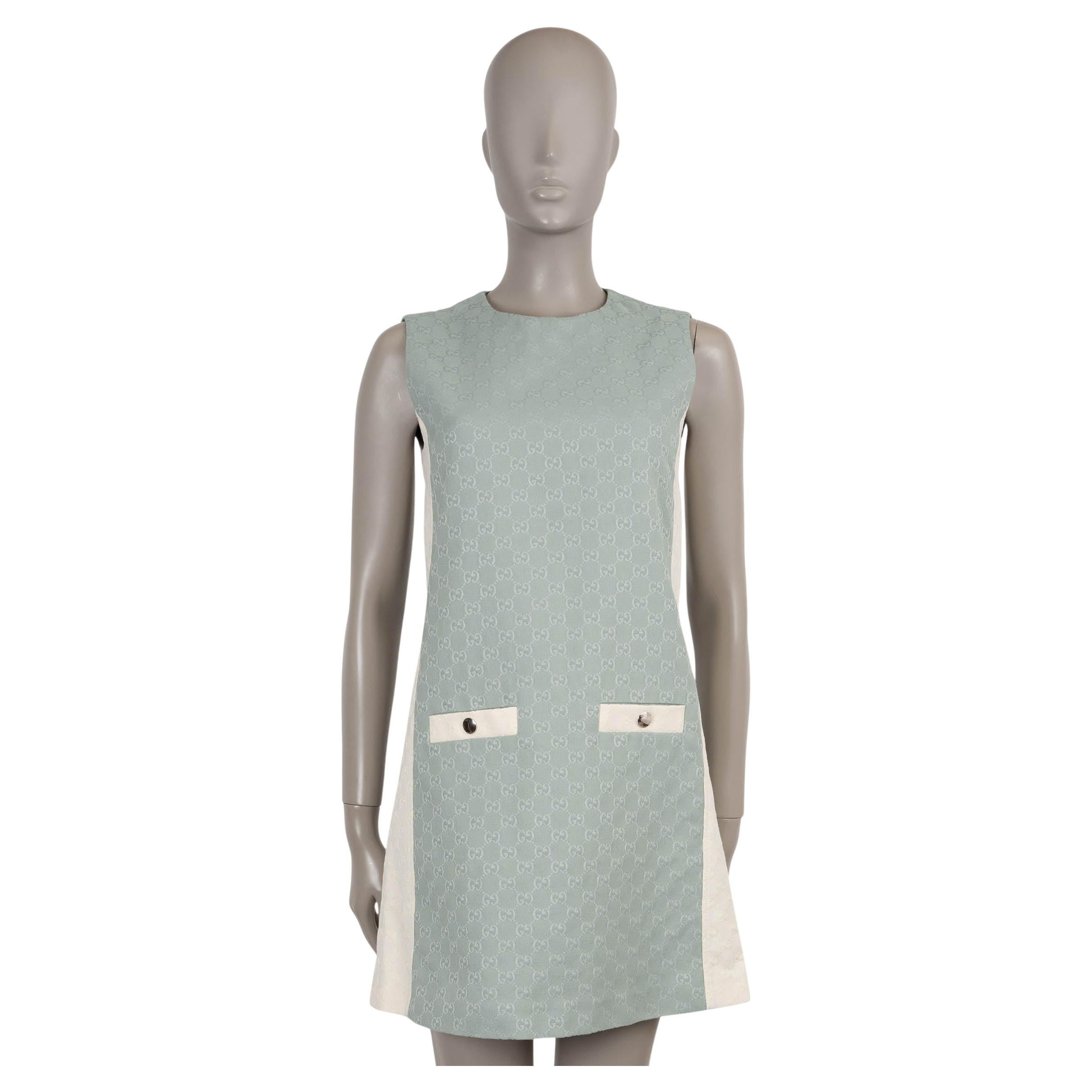 GUCCI Frozen Ice cotton 2024 SLEEVELESS GG CANVAS MINI Dress 38 XS