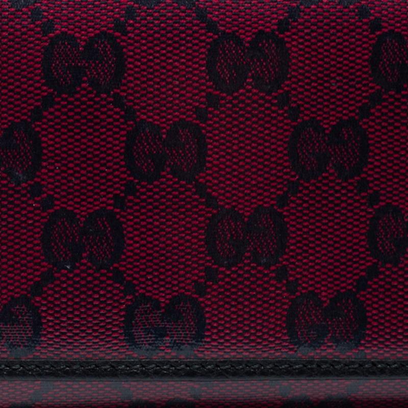 Gucci Fuchsia/Black Crystal GG Canvas and Leather Trifold Wallet 8