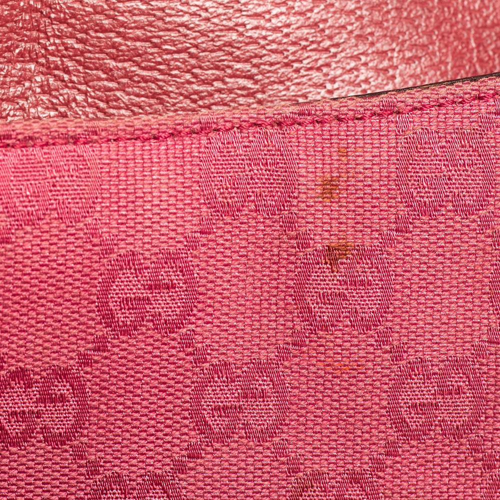 Gucci Fuchsia GG Canvas and Leather Small Horsebit Satchel 7