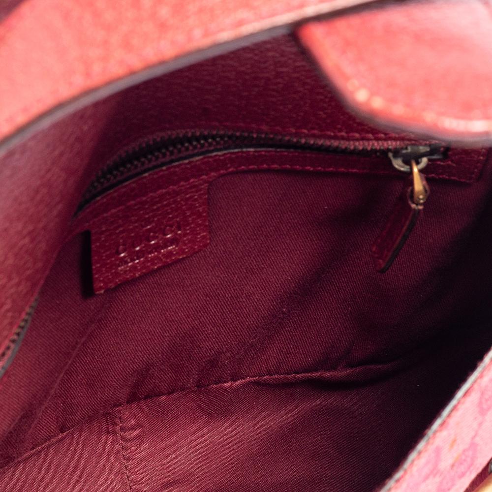 Gucci Fuchsia GG Canvas and Leather Small Horsebit Satchel 4
