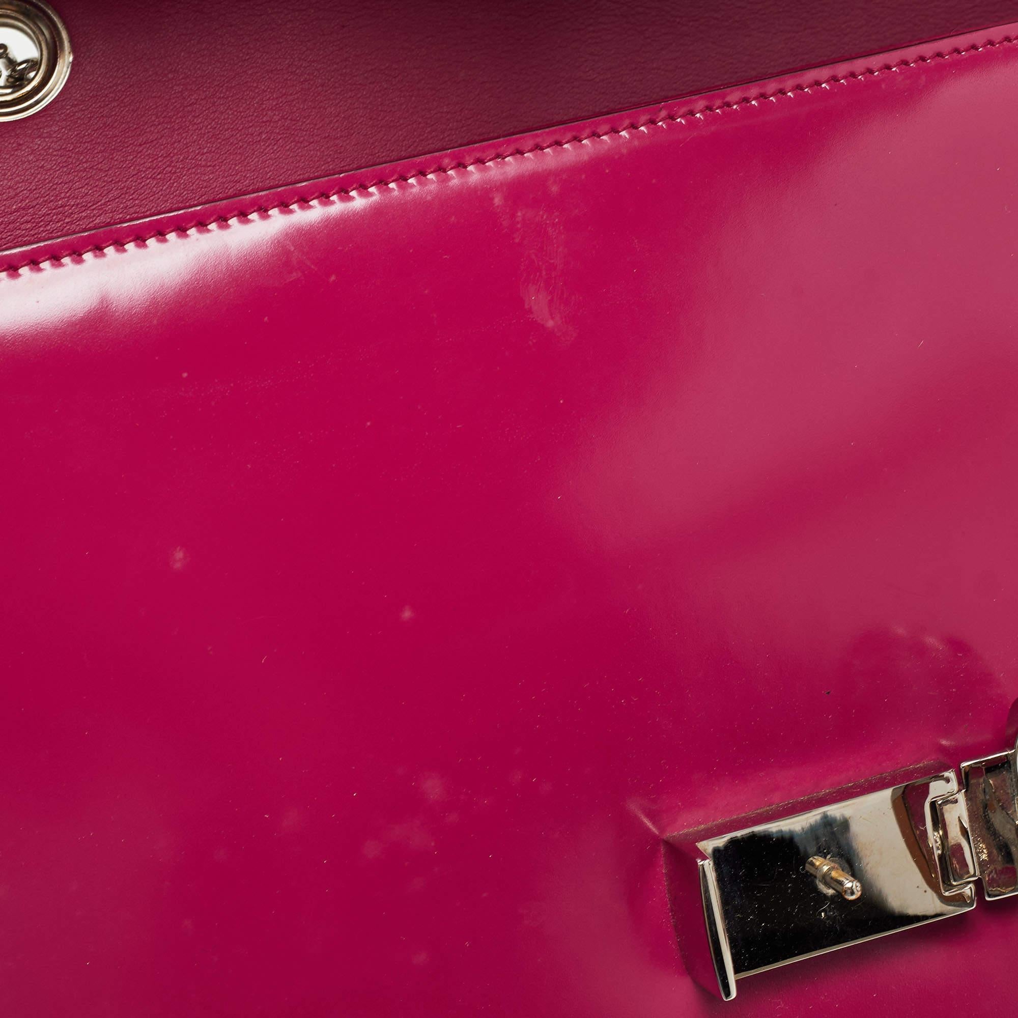 Gucci Fuchsia Glossy Leather Medium Interlocking G Shoulder Bag 5